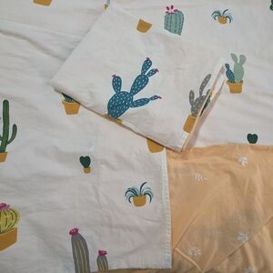 Cactus Floral Reversible Duvet Cover 2 Shams Southwestern Boho Desert Botanical